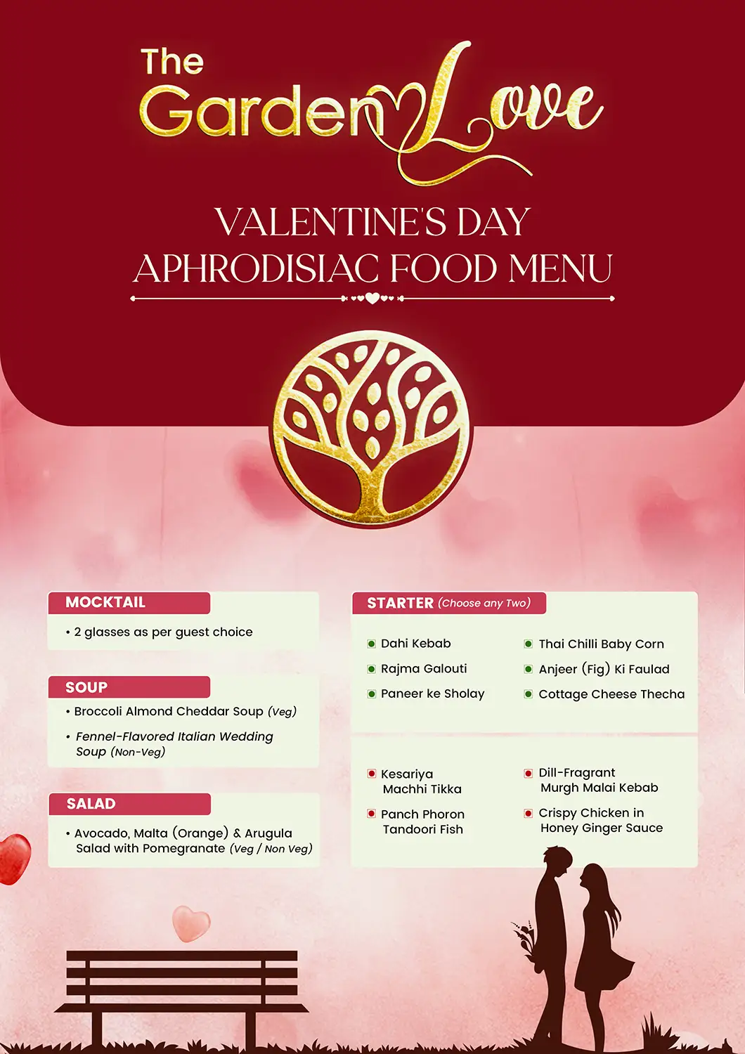 Valentine's Day menu at The Garden